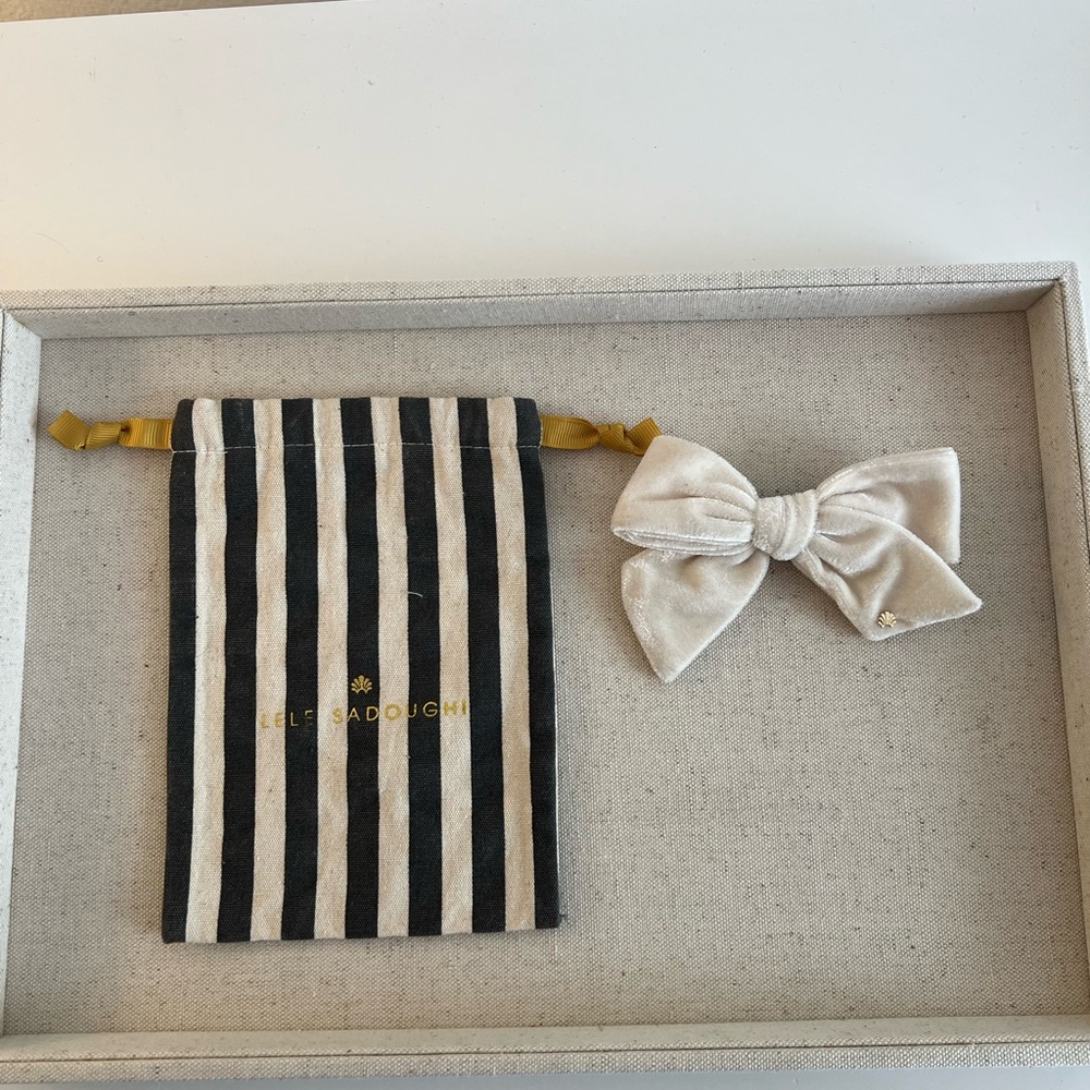 Lele Sadoughi Barrette Bow - Cream Velvet - NWOT